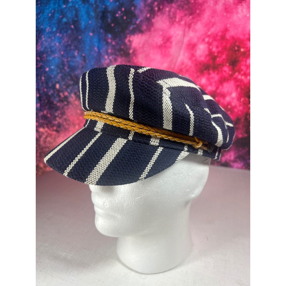 Brixton Ashland Navy White Striped Fisherman Cap Sailor Hat Small 7 56cm